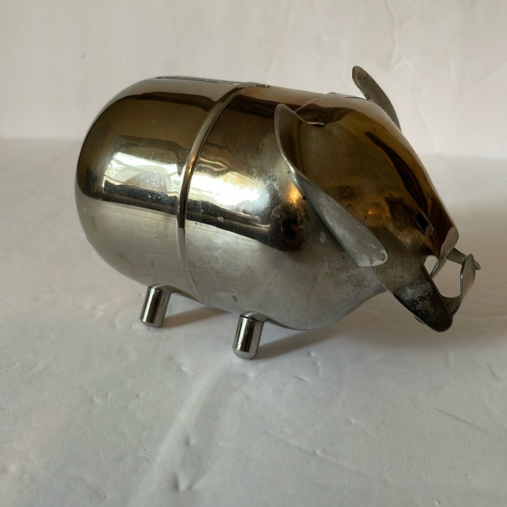 Vintage Stainless Steel Silver-tone Elephant Two Piece Bank